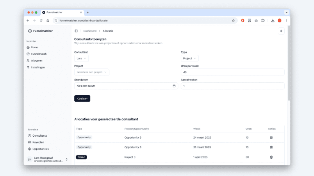 Stap 2: Alloceer je projecten en opportunities